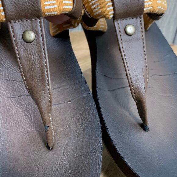 Tidewater Montauk Cabana Flip Flop Sandals Faux Leather Orange Cloth Wm 9 - Picture 7 of 9